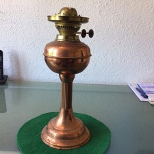 Duplex Copper / Brass Corinthian Column Oil Lamp  14 inches Tall 