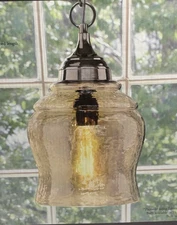 Gold Luster Glass Swag Light Fixture By Villa Bacci-Corded Electric-New