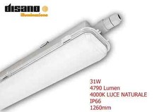 PLAFONIERA STAGNA DISANO THEMA LED 31W 4790 Lumen 1260mm IP66 4000K NATURALE