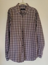 Mens Hart Schaffner Marx 100 Cotton Large Gray Plaid Dress shirt-EUC