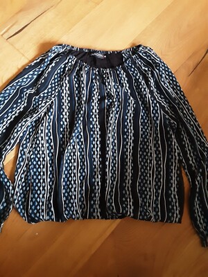 Bluse Gr. 36 von Eli & Moon blau gemustert Damen neuwertig