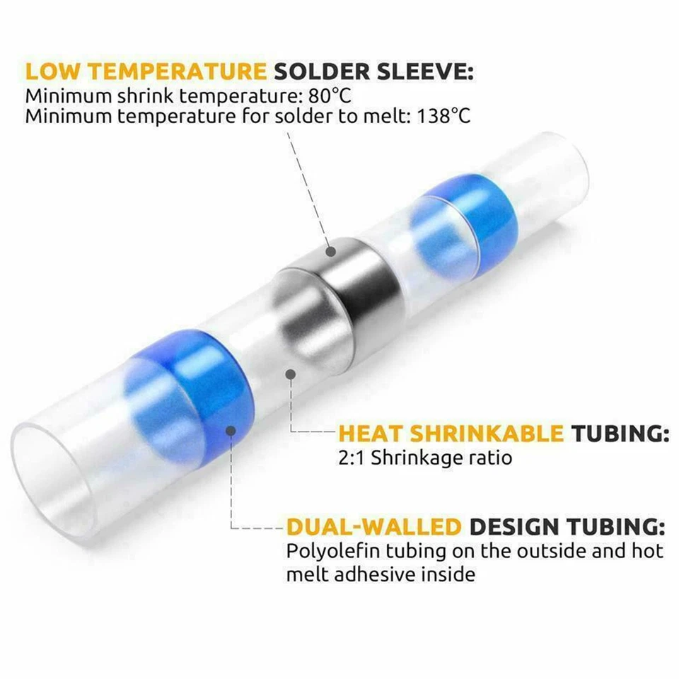 1200Pcs Solder Sleeve Heat Shrink Seal Wire Connectors Butt Terminals Waterproof - image 4 of 4