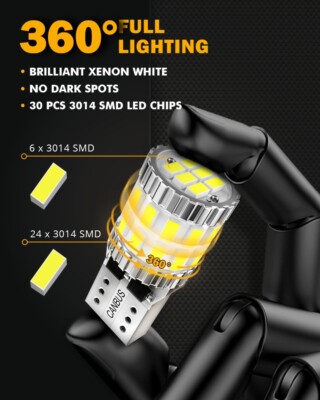Auxbeam - - Auxbeam 194 LED Bulb, 168 T10 W5W Bulbs 6000K White, 3030 Chips T10 2825 Replacement Bulb For License Plate Lights, Dome Map Light, Courtesy Light Bulbs (2 PCS - View #3