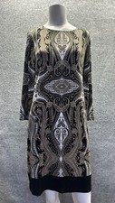Michael Kors Dress Shift Women Size 6 Gold Abstract Print Chic Whimsical Stretch