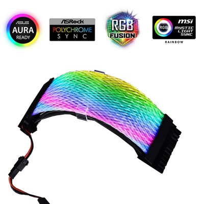 24-Pin 8-Pin Power Extension Cable Addressable RGB LED 300mm RBW ATX DIY PC Case