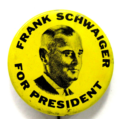 1964 FRANK SCHWAIGER President BUDWEISER BEER Brewer fantasy pinback button ^