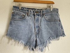 Vintage Levi's 550 Cutoff Shorts Women's 32 Blue Denim Distressed 90s