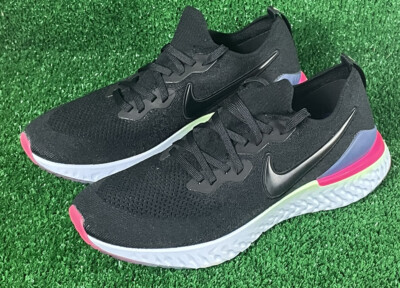 Nike Epic React Flyknit 2 Black White Sapphire Men's Running Shoes Size 11.5