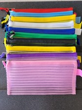 10 Pack Mesh Zipper Pouch Colorful Travel Pouch 9x5 In