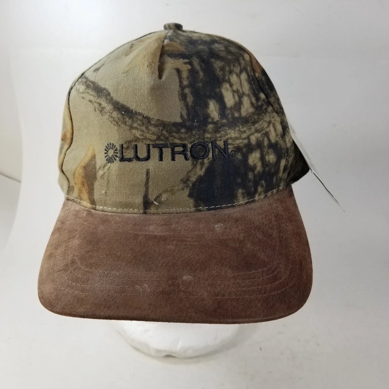 Lutron Hat Cap Trucker Camouflage Green Hunting Fishing Leather Strapback