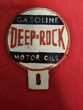 1935 VINTAGE DEEP ROCK GASOLINE MOTOR OILS GAS STATION PORCELAIN METAL  SIGN 