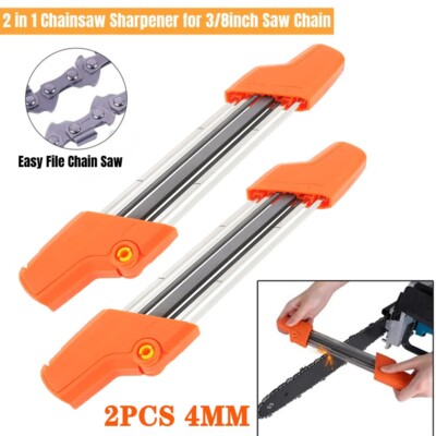 2PCS Portable 2 In 1 Easy File Chainsaw Sharpener For Stihl 5/32'' Chain 4.0mm