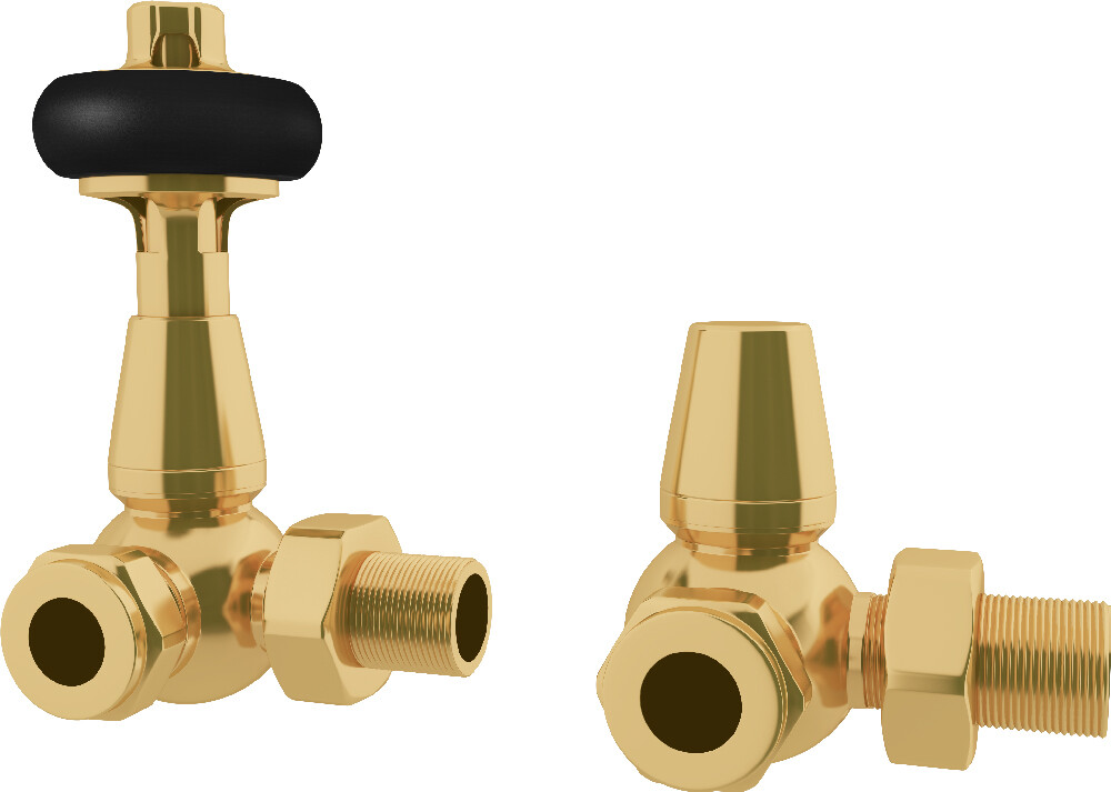 UK Radiators Thermostatic TRV Radiator Valves 8mm Brass Corner Polished Brass