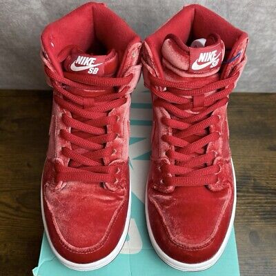 Nike SB Dunk PRM High Red Velvet Size 6.5 / 8W 313171-661 OG Nike SB Dunk PRM High Red Velvet Size 6.5 / 8W 313171-661 OG