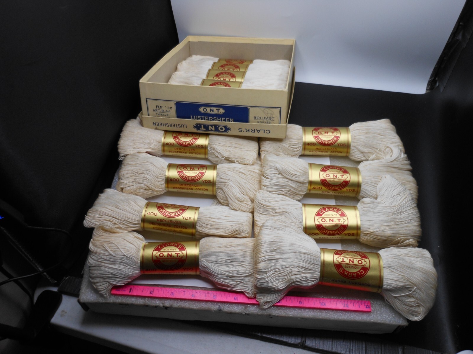 VTG Clark's Lustersheen Superior Finish  Crochet & Knit Cotton Skeins IN BOX
