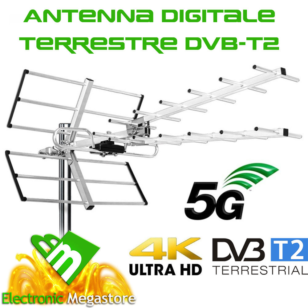 ANTENNA TV DIGITALE TERRESTRE UHF ESTERNA ALTO GUADAGNO CON FILTRO 5G