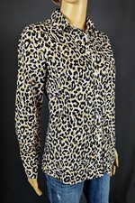 Womens Xs J Crew animal print long sleeve button down shirt brown/black