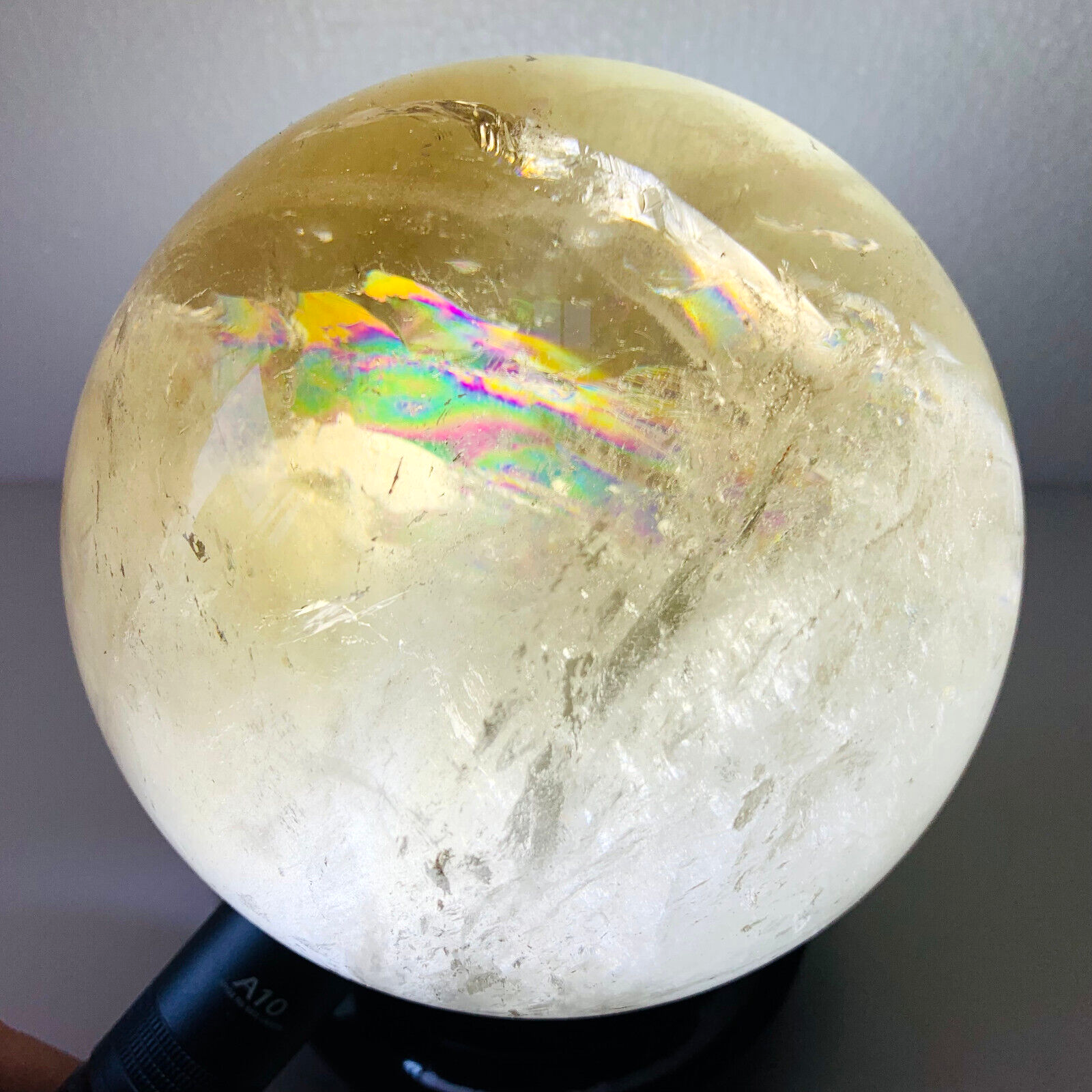 6.95LB Natural Rainbow Smoky Citrine Quartz Crystal Ball Sphere for Healing and Meditation