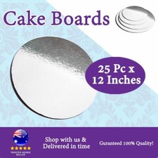 Cake Board Silver RD 12"-25PK Disposable Wedding Cake Cardboard Boxes AU