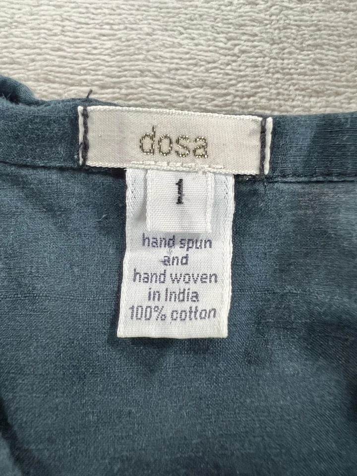 Vestido túnica negro algodón Dosa talla 1 hilado a mano y tejido a mano en INDIA Foto 4 de 4