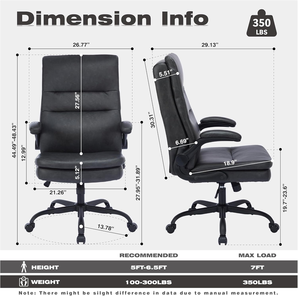 Big and Tall Executive Office Chair, Ergonomic Comfy Desk Chair, PU