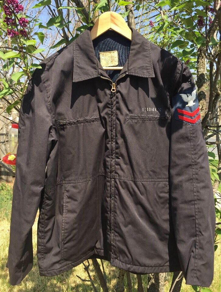 Vintage 70s Vietnam War US NAVY USN Utility Dark Blue Poplin Vintage 70s Vietnam War US NAVY USN Utility Dark Blue Poplin