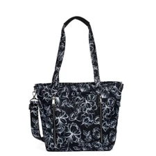 ❤️ Lug Rally Outline Floral Black Large Crossbody Tote Insulated Pocket