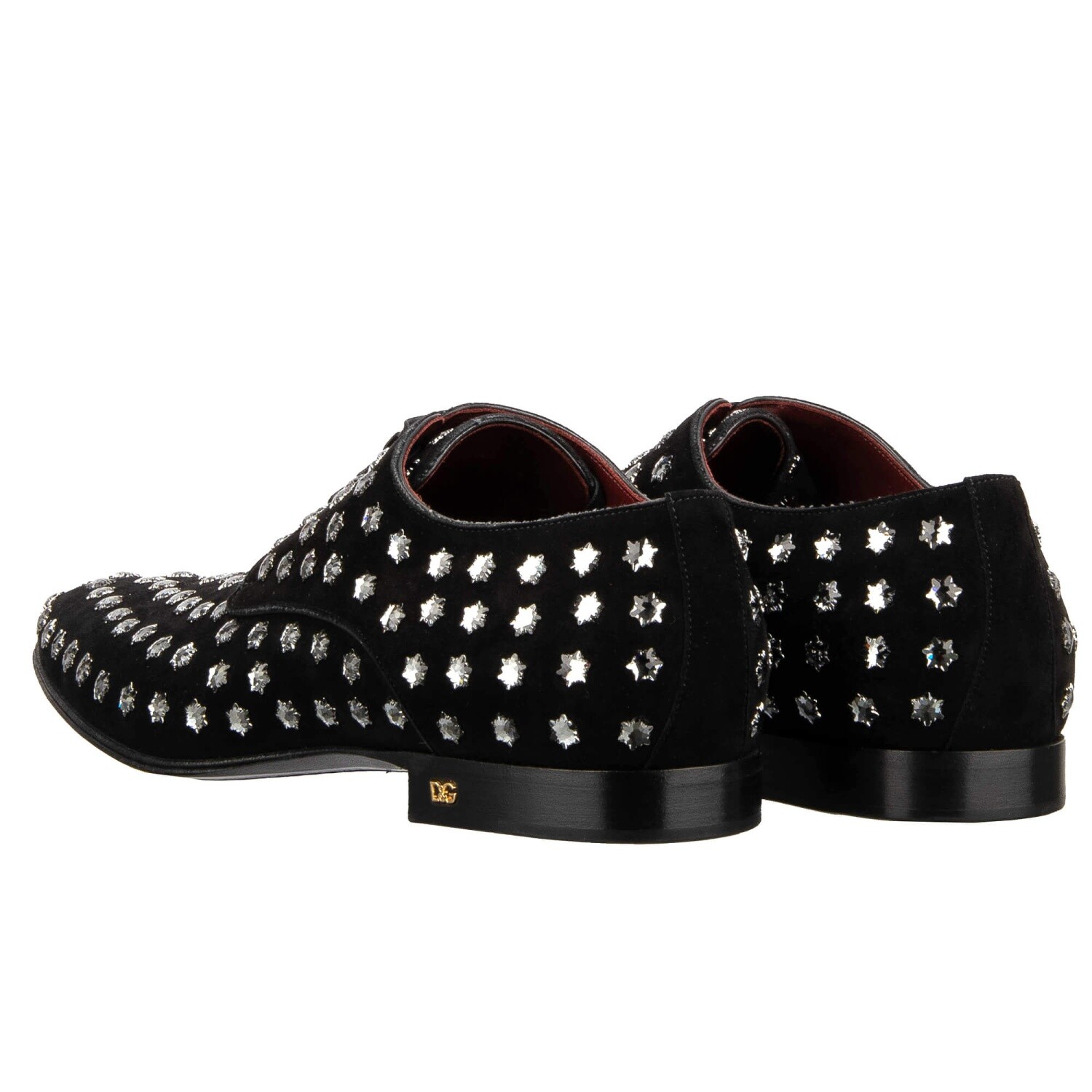 DOLCE & GABBANA DG Crystal Star Suede Leather Lace Derby Shoes POSITANO Black image 5