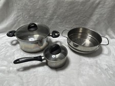 Bialetti Set Pentole in Acciaio Inox con Coperchi e Inserto Vaporiera