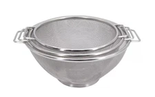 Simply Essential 3 Piece Stainless Steel Mesh Colanders Set Dishwasher Safe New