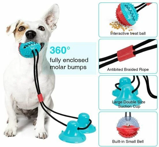 Dog Chew Toys, Dogs Training Treats Teething Rope Toys with Suction Cup for  Boredom, Indoor Interactive