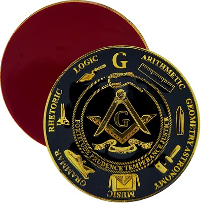 Masonic Car Emblem Master Mason Working Tools 3D Die Cut Out 3'' Gold Black DCE-1
