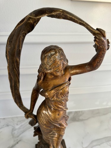 19th Century patinated bronze sculpture 'The Breeze' by Auguste Moreau 19"h - Picture 11 of 12