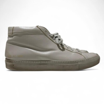 Common Projects Achilles Mid Light Grey Leather Shoes Size 42 Fits US10