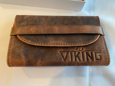viking tobacco Viking Leather Large Flap Tobacco Pouch Pipe - Brown - New