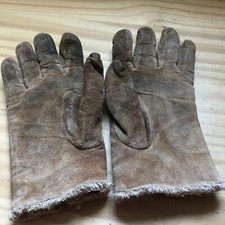 Vintage Aris Women's Genuine Leather Gloves Porc Suede w/ Lycra Spandex Lined L