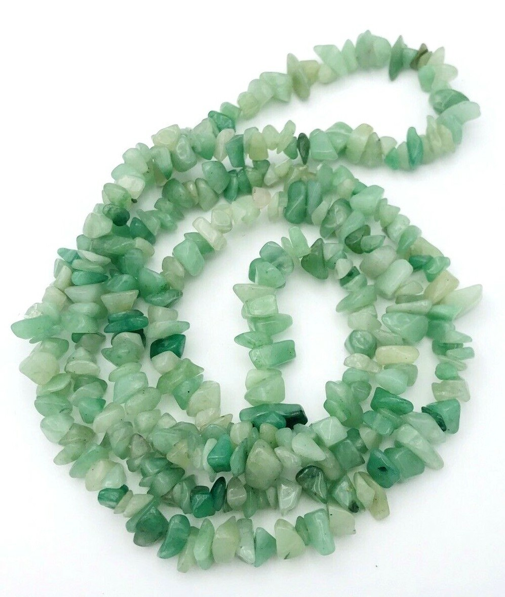 Green Jadeite Jade Chip Infinite Strand Necklace Gem