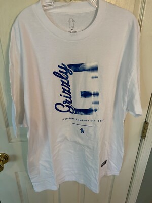 NEW GRIZZLY GRIPTAPE WHITE COTTON T-Shirt Men XL ''BLUE BEAR'' NWOT BLUE SCRIPT