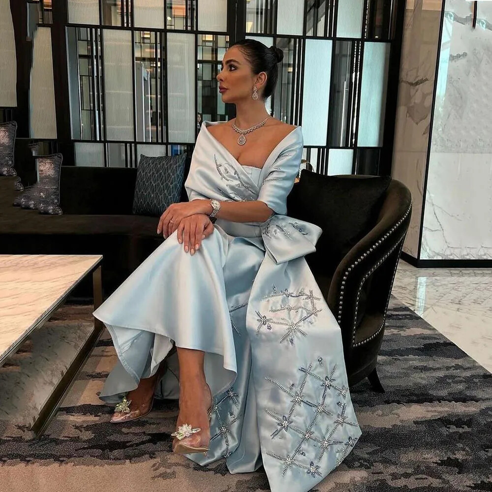 Elegant Mother of the Bride Dress with Beaded Shawl Bow Prom Dress Floor  Length