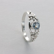 Round BLUE TOPAZ Flower / Floral Ring - Multiple Sizes - 925 STERLING SILVER 37e