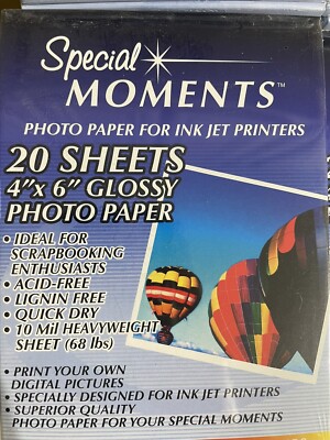 44 Special Moments Digital Photo Paper Ink Jet Printer  20 Sheets ea 4 X 6