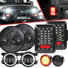 8pc Kit 7" Round Headlights Fog Turn Signal Tail Lamp For Jeep Wrangler JK 07-18