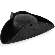 Xeehwb Black Pirate-Hat,Women Tricorn Leather Hat,Men Regular size,