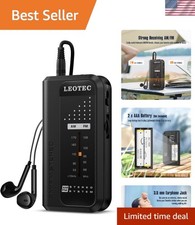 Lightweight Battery-Powered AM/FM Radio with Earphones - Perfect for Activities