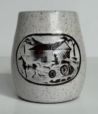 Onion River Pottery Speckled Embossed Open Honey Pot/Sugar Bowl No Lid  VT USA