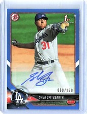 2018 Bowman Shea Spitzbarth Autographed Prospect Card Blue #/150 MLB Dodgers