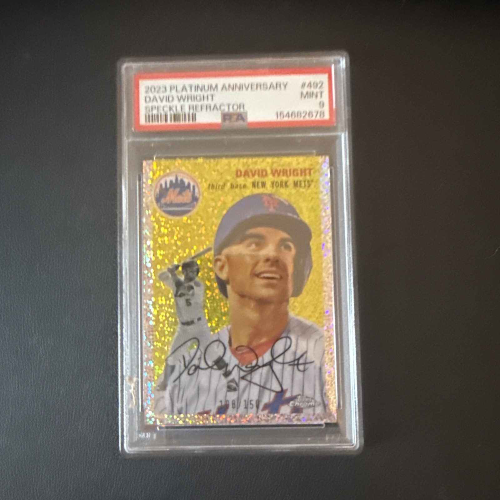 2023 Topps Platinum Anniversary David Wright #492 Speckle Refractor /150 PSA 9 view 6