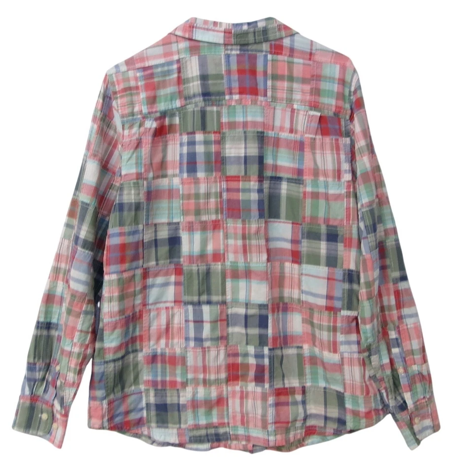 Camisa LL Bean Patchwork Madras a Cuadros con Botones Mujeres Grande Manga Larga Informal Foto 3 de 3