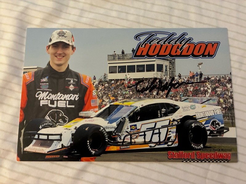 Teddy Hodgdon autographed Sk Modified Racing Hero Card. Stafford Speedway. 