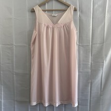 Vtg Vassarette Nightgown XL Pink Silky Nylon Chemise Sleeveless Lingerie USA